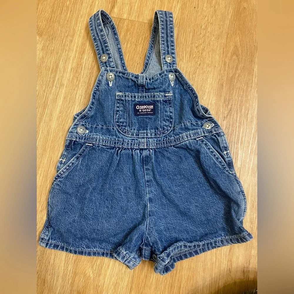 Vintage OshKosh B'gosh Blue Denim Overalls and Colorful Plaid Skirt